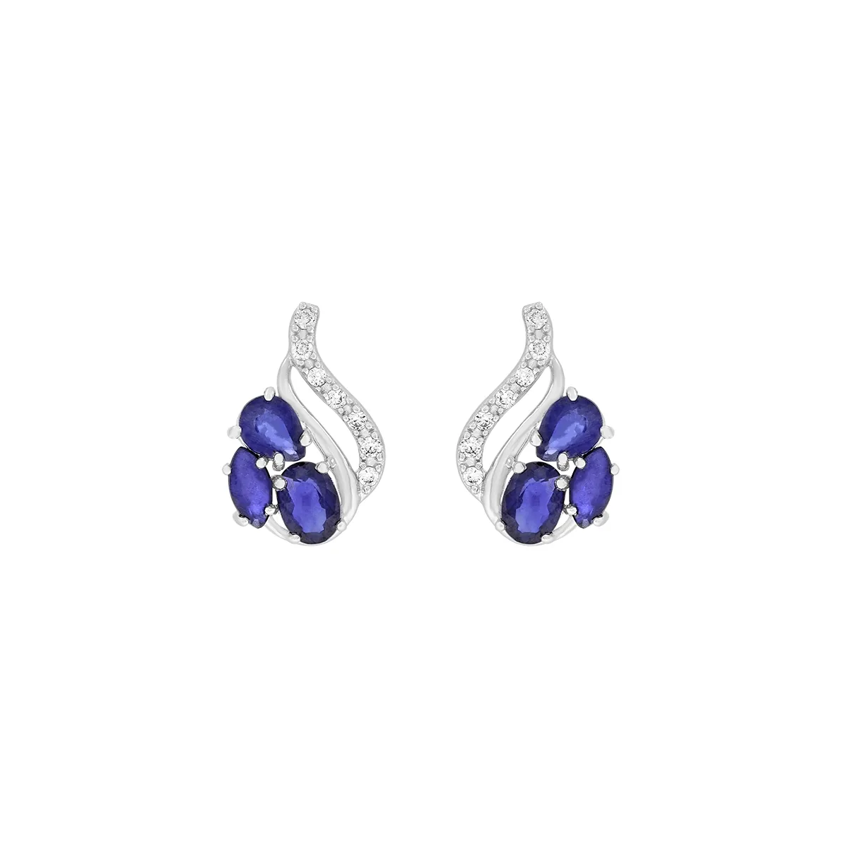 Topos en oro blanco de 18 Kilates, Franja, con zafiros de 0.95 Ct y diamantes de 0.07 Ct
