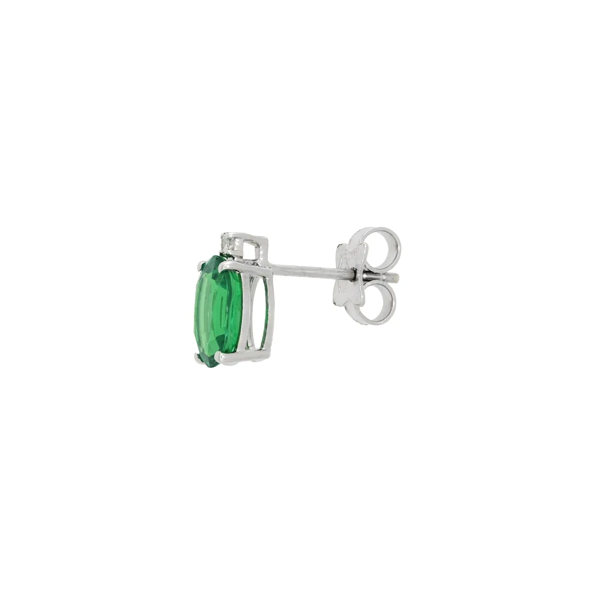 Topos en oro blanco de 18 Kilates, Uñas+decoración, con 2 esmeralda laboratorios centrales de 2.00 Ct y decoración en diamante de laboratorio de 0.04 Ct