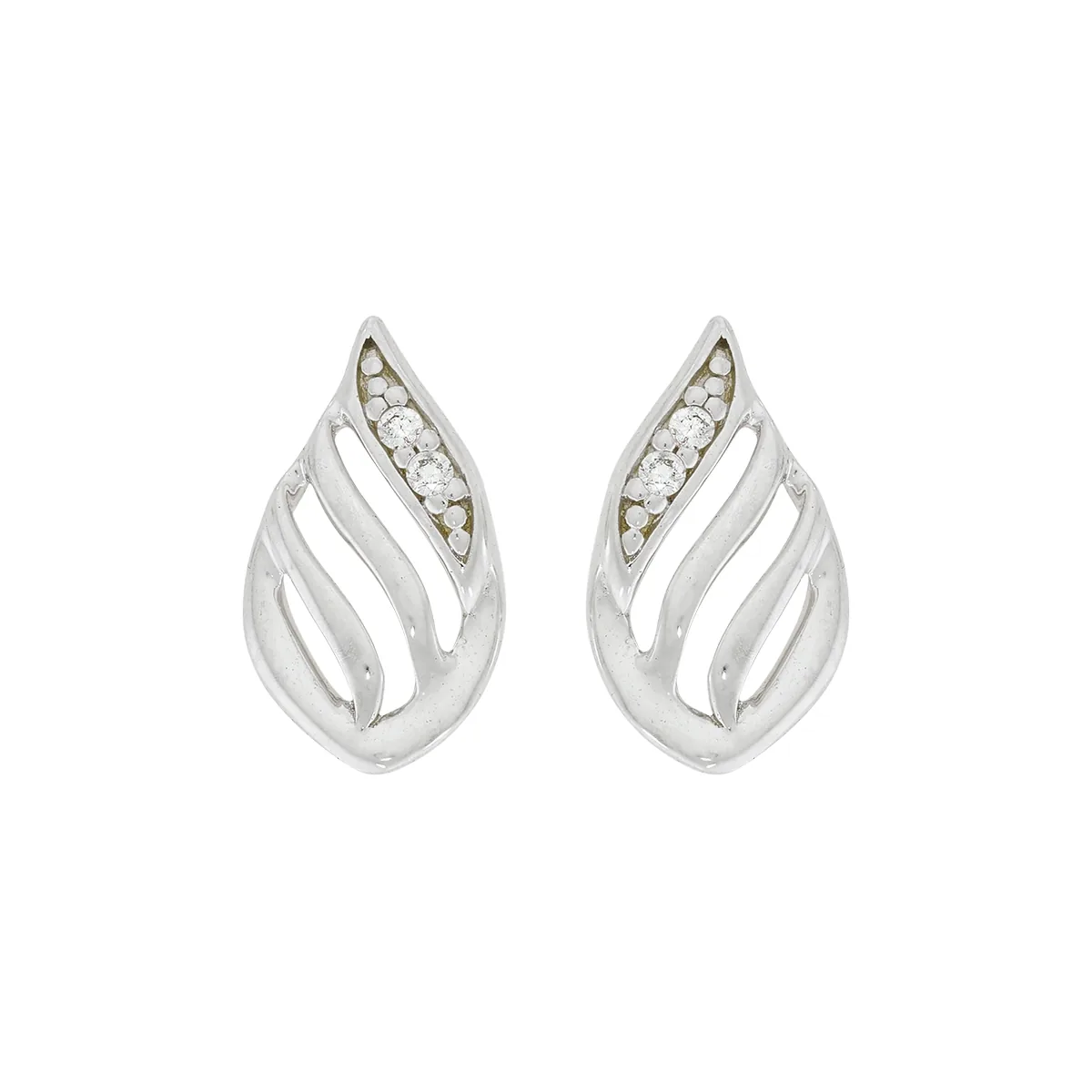 Topos en oro blanco de 18 Kilates, Lágrima, con diamantes de 0.02 Ct