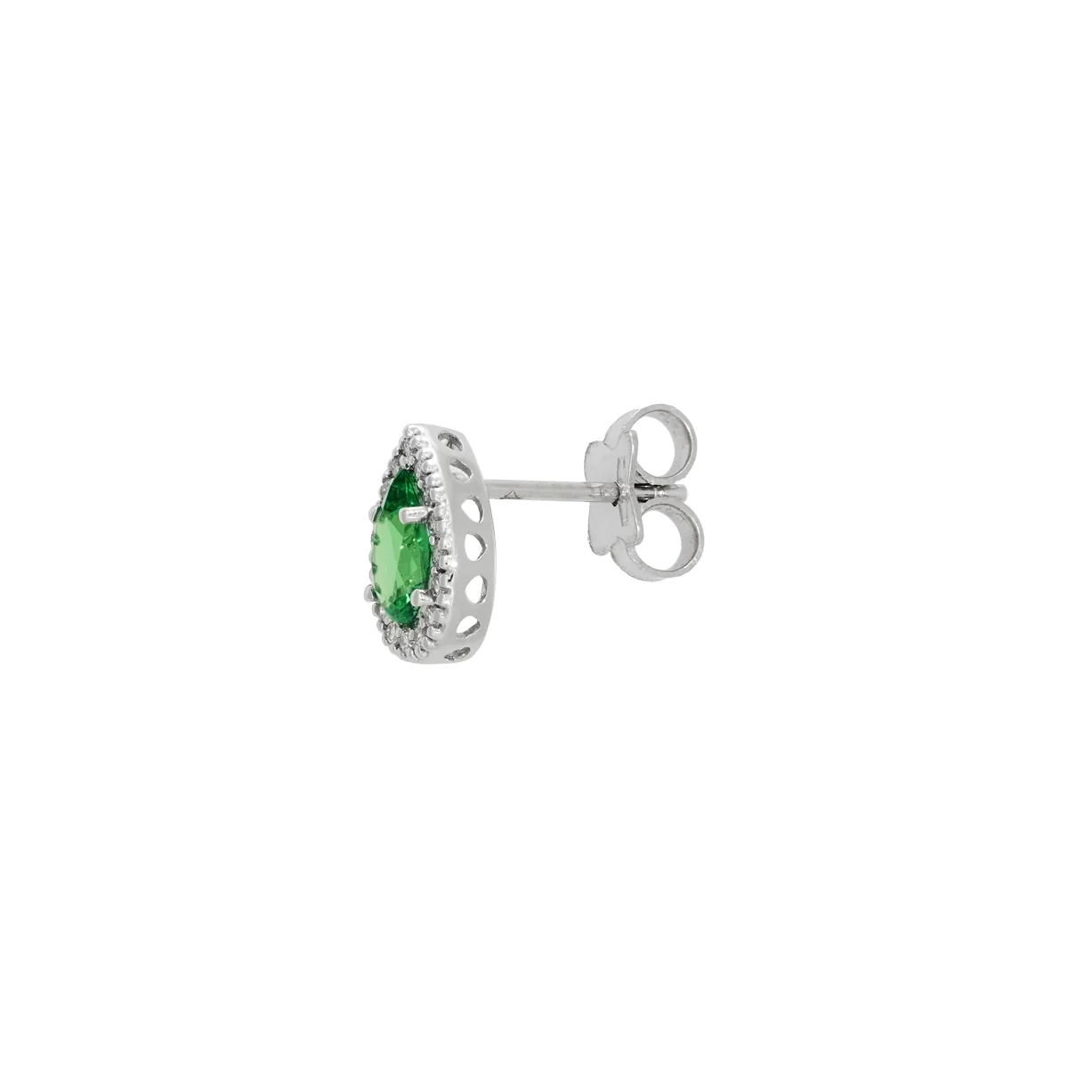 Topos en oro blanco de 18 Kilates, Uñas+decoración, con 2 esmeralda laboratorios centrales de 0.65 Ct y decoración en diamante de laboratorio de 0.18 Ct