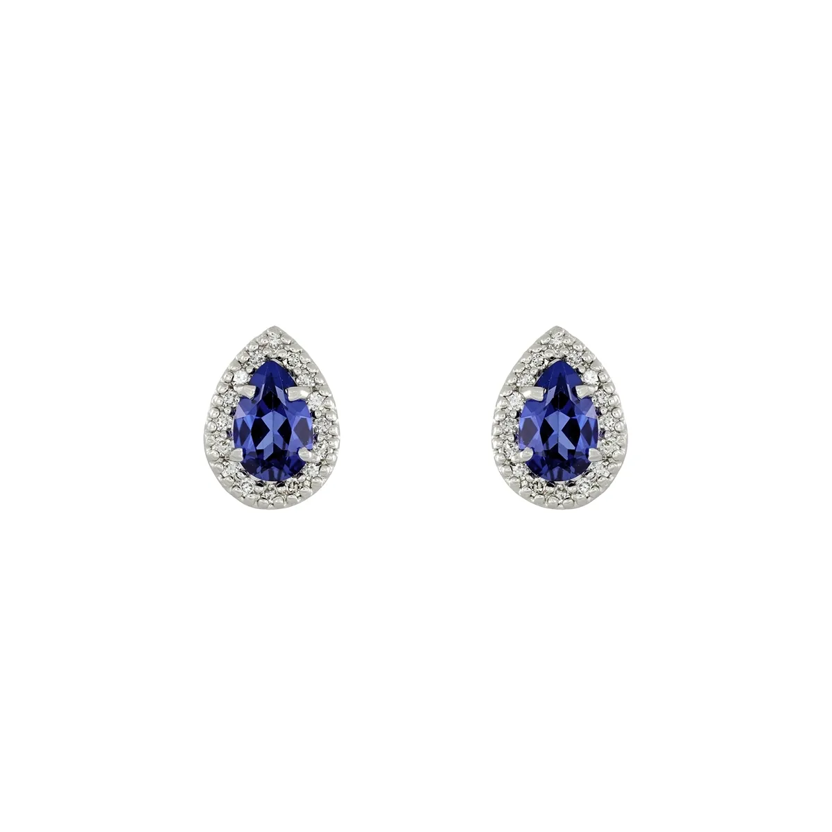 Topos en oro blanco de 18 Kilates, Uñas+decoración, con 2 zafiro laboratorios centrales de 1.00 Ct y decoración en diamante de laboratorio de 0.18 Ct