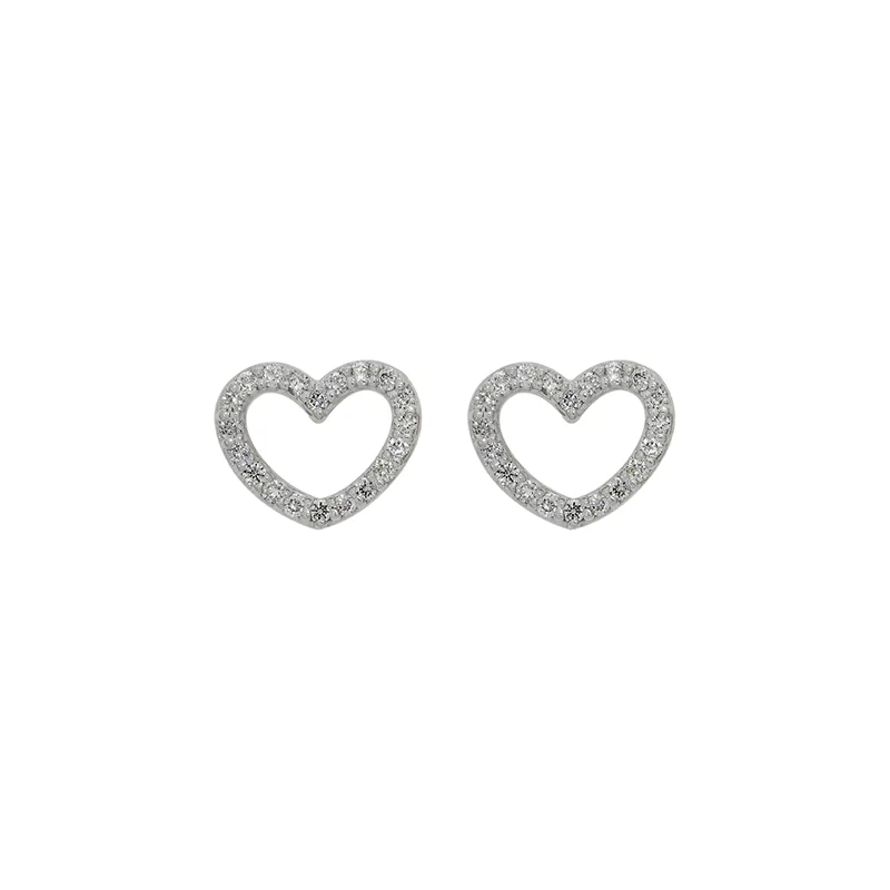 Topos de corazón en oro blanco de 18 Kilates, con diamantes de 0.22 Ct