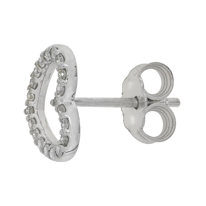 Topos de corazón en oro blanco de 18 Kilates, con diamantes de 0.22 Ct