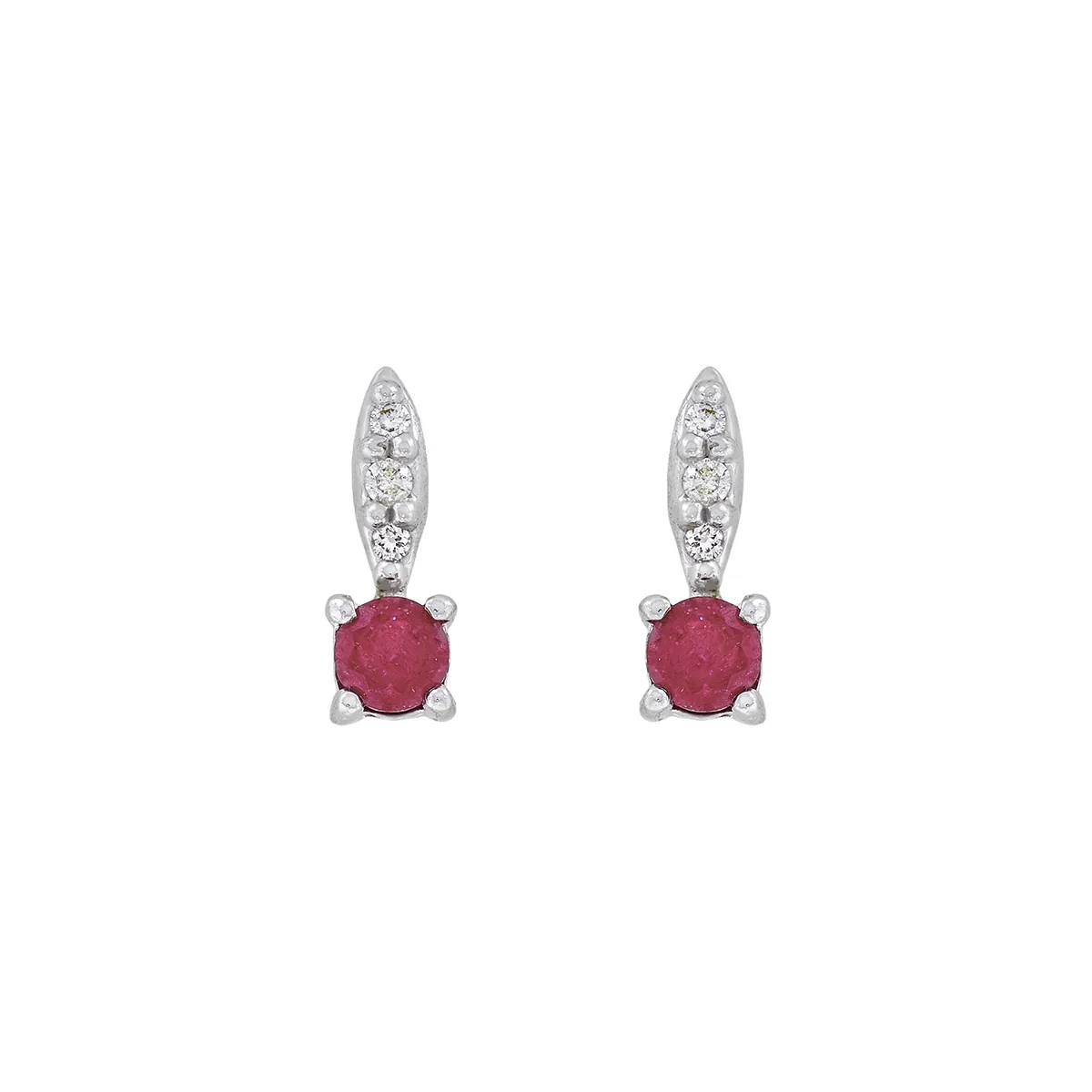 Topos en oro blanco de 18 Kilates, Uñas+decoración, con 2 rubís centrales de 0.25 Ct y decoración en diamantes de 0.04 Ct