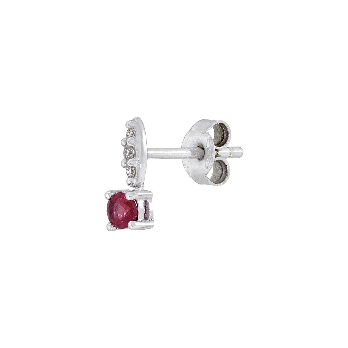 Topos en oro blanco de 18 Kilates, Uñas+decoración, con 2 rubís centrales de 0.25 Ct y decoración en diamantes de 0.04 Ct