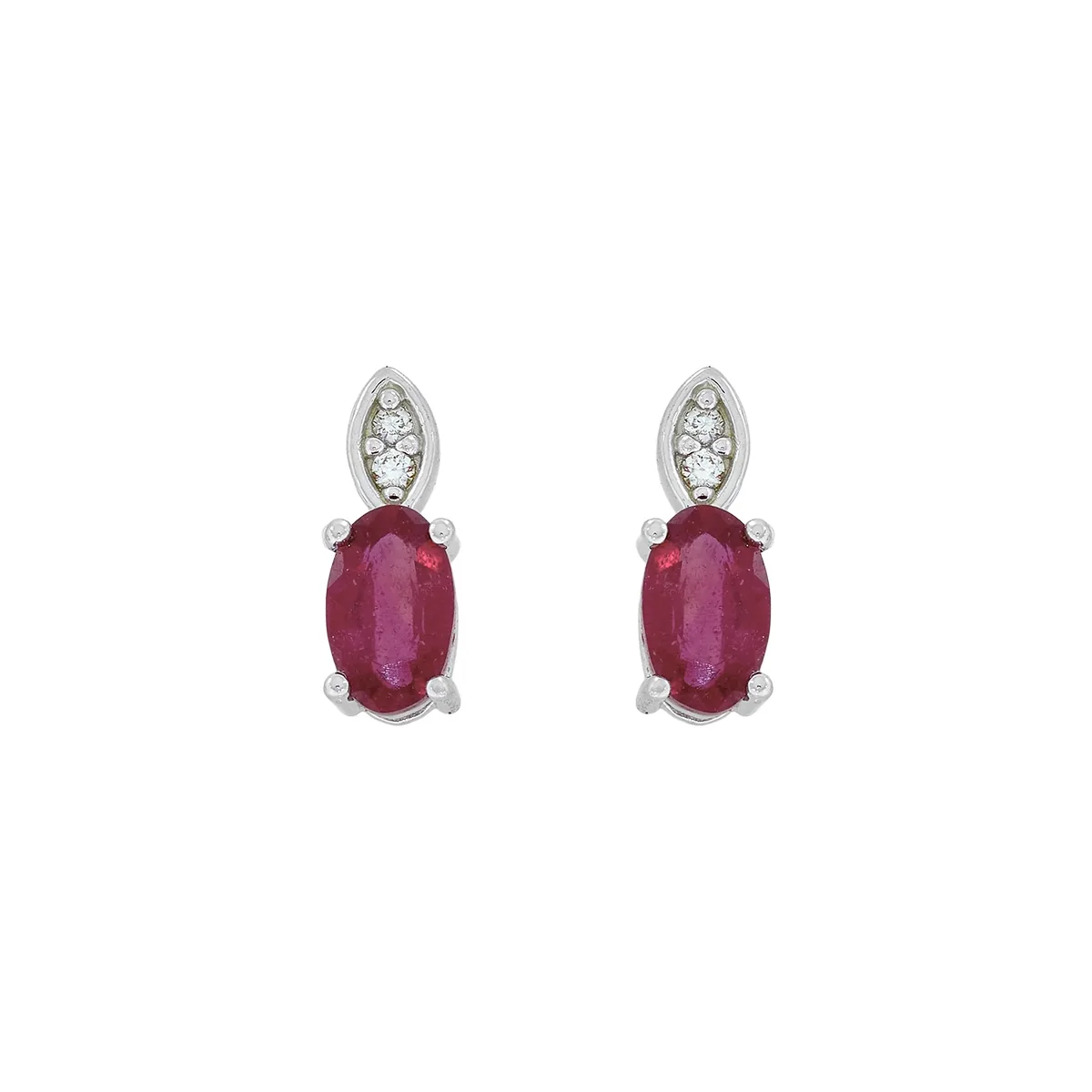 Topos en oro blanco de 18 Kilates, Uñas+decoración, con 2 rubís centrales de 0.65 Ct y decoración en diamantes de 0.02 Ct