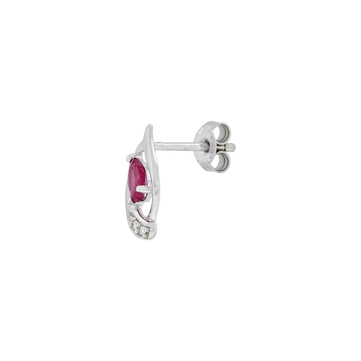 Topos en oro blanco de 18 Kilates, Franja, con 2 rubís centrales de 0.30 Ct y decoración en diamantes de 0.02 Ct