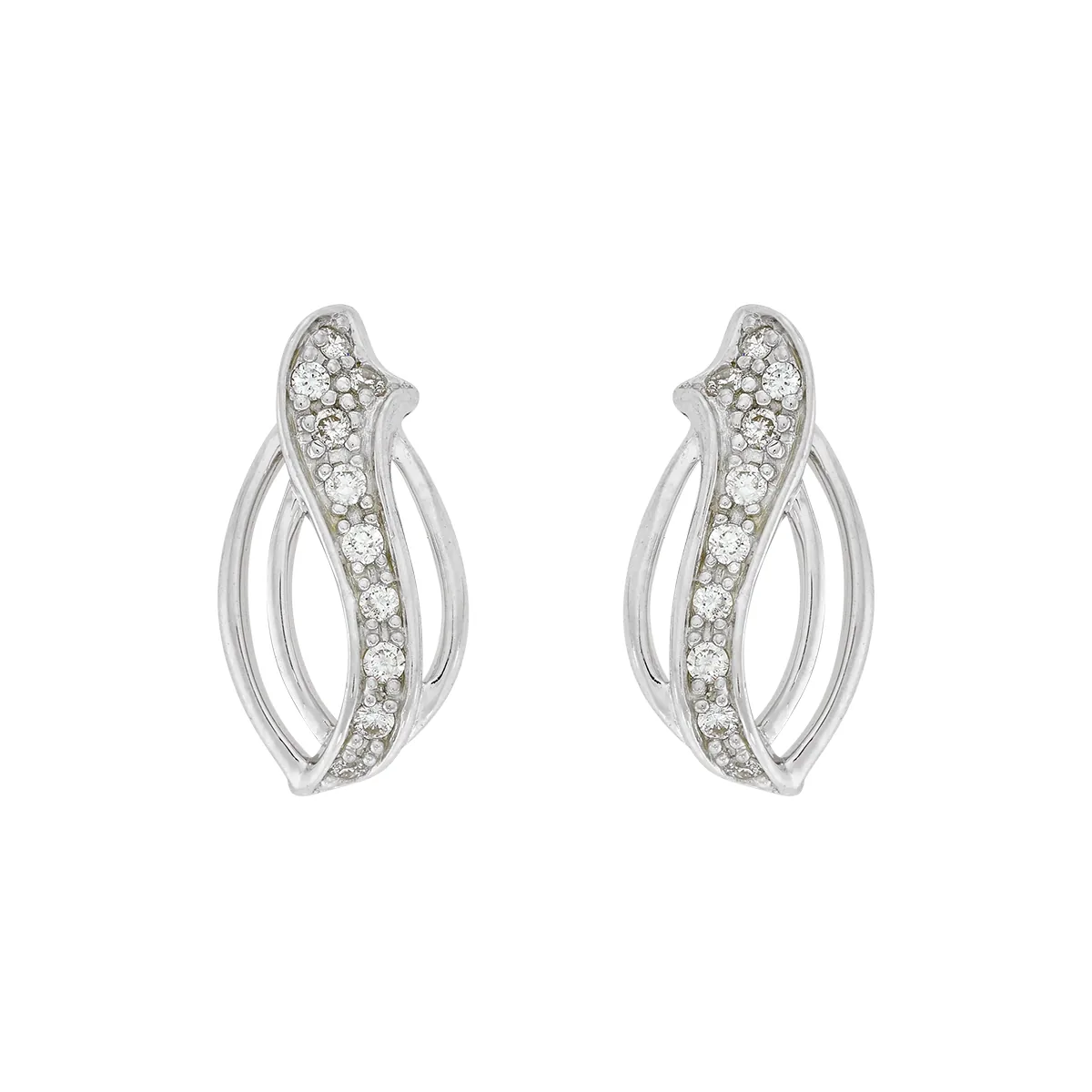 Topos en oro blanco de 18 Kilates, Hoja, con diamantes de 0.10 Ct