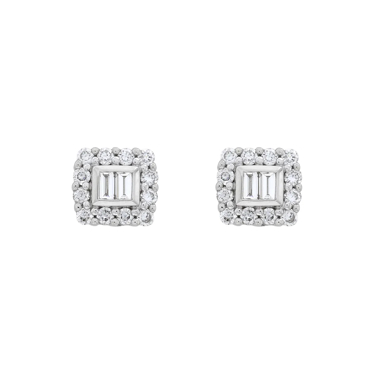 Topos en oro blanco de 18 Kilates, Bisel+decoración, con 4 diamante de laboratorio centrales de 0.10 Ct y decoración en diamante de laboratorio de 0.20 Ct