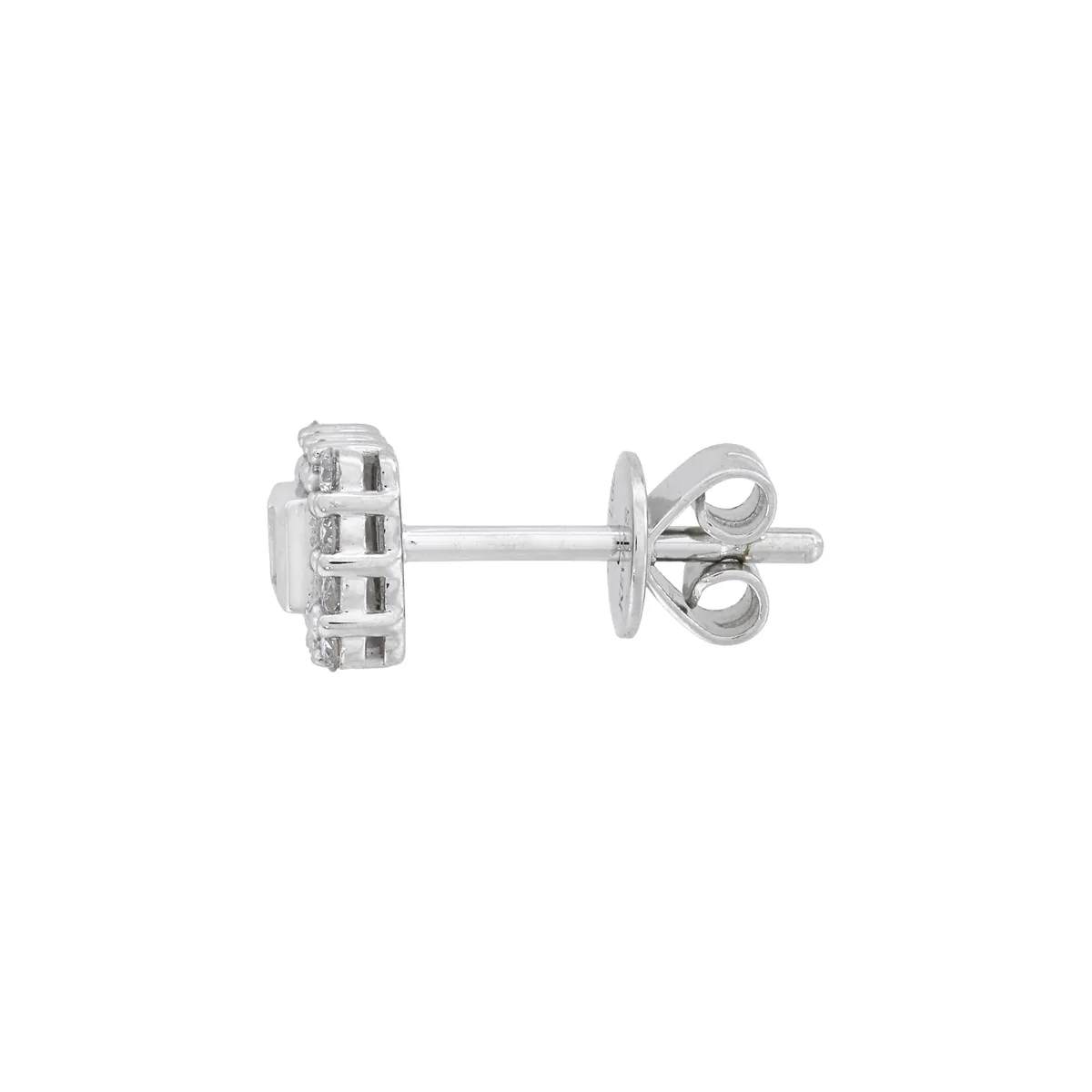 Topos en oro blanco de 18 Kilates, Bisel+decoración, con 4 diamante de laboratorio centrales de 0.10 Ct y decoración en diamante de laboratorio de 0.20 Ct