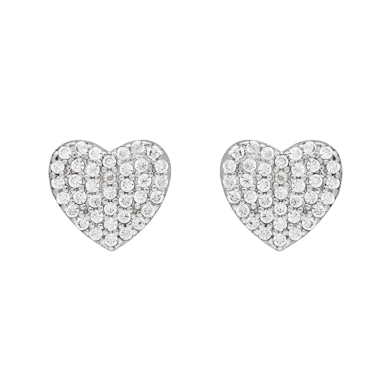 Topo corazón, con cristales redondos, en plata ley 925, rodinado - Colección Sueños
