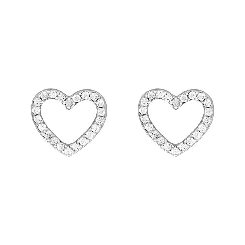 Topo corazón, con cristales redondos, en plata ley 925, rodinado - Colección Sueños