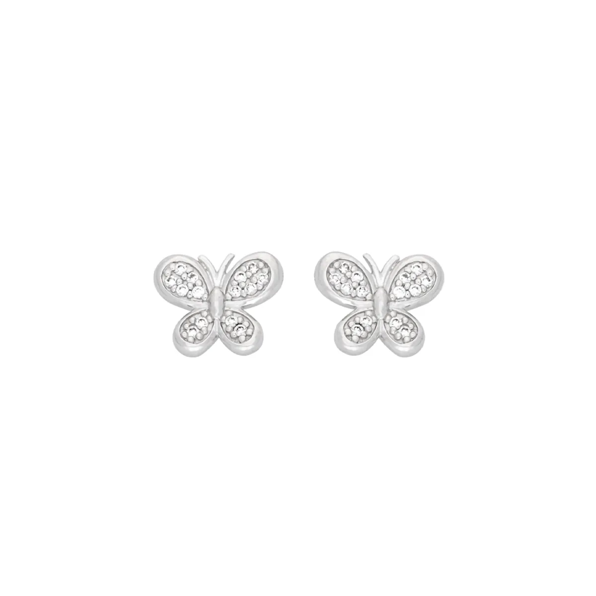 Topos de mariposa en plata Ley 925, con cristales - Colección Sueños