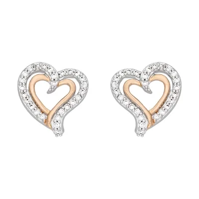 Topos de corazón en plata Ley 925, con cristales - Coleccion Sueños
