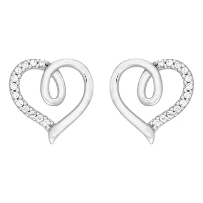 Topos de corazón en plata Ley 925, con cristales - Coleccion Sueños