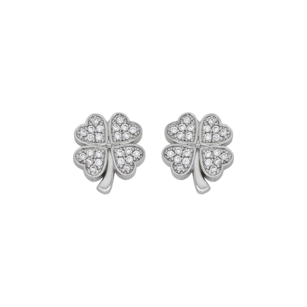 Topos de trébol en plata Ley 925, con zircones - Colección Sueños