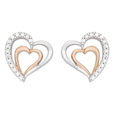 Topos de corazón en plata Ley 925,con cristale - Coleccion Sueños