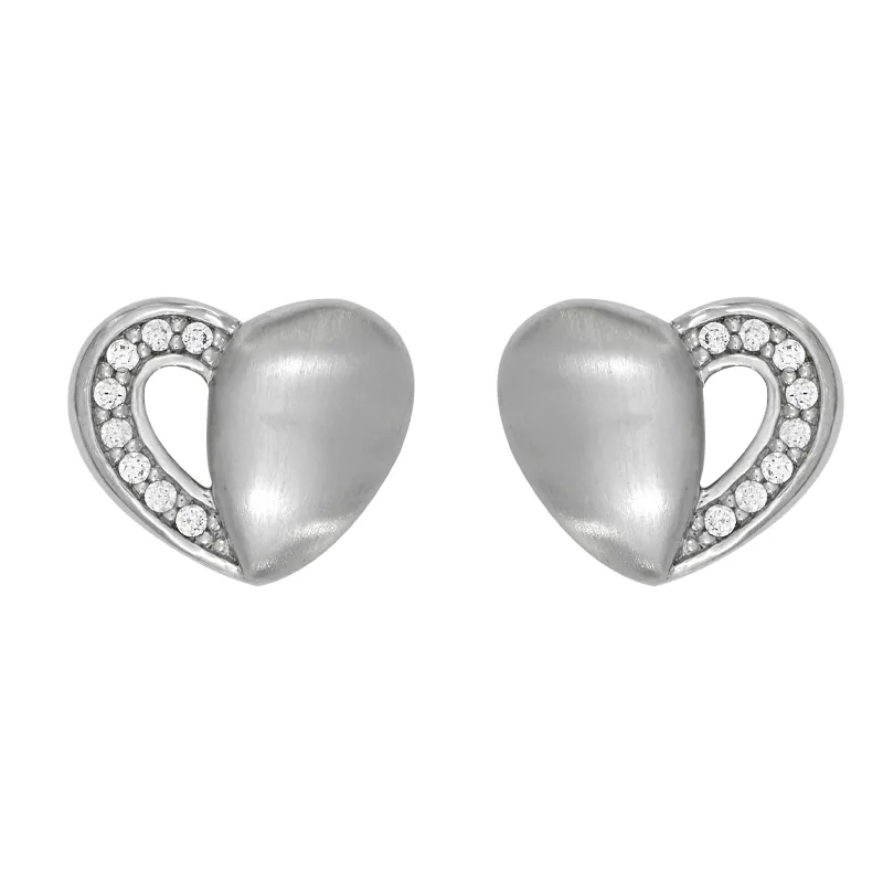 Topos de corazón en plata Ley 925, con cristales - Coleccion Sueños