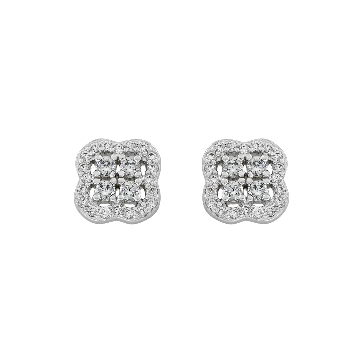 Topos en plata Ley 925, Flores, con cristales, de la coleccion Sueños