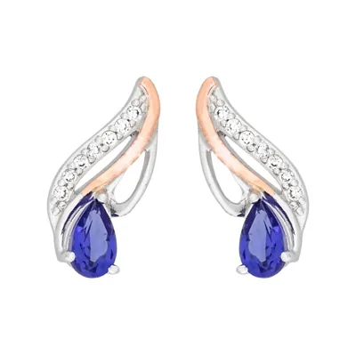 Aretes en plata Ley 925, Franjas, con 2 cristales centrales y decoración en zircones, de la coleccion Sueños