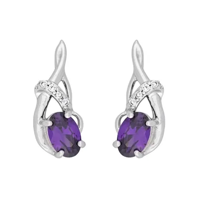 Aretes en plata Ley 925, Onda, con 2 cristales centrales y decoración en cristales, de la coleccion Sueños