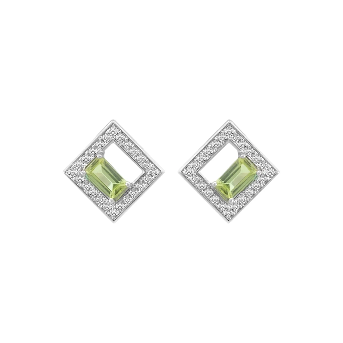 Topos en plata Ley 925, Figuras geométricas, con 2 zircones centrales y decoración en zircones, de la coleccion Sueños