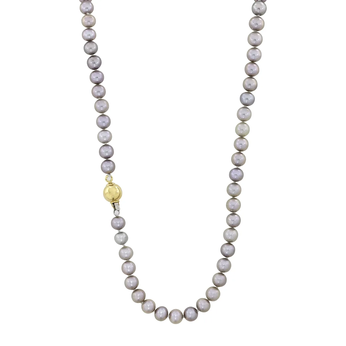 Collar con perlas centrales de 6 mm de ancho aprox con broche en oro amarillo de 18 Kilates, 45 cm. de largo