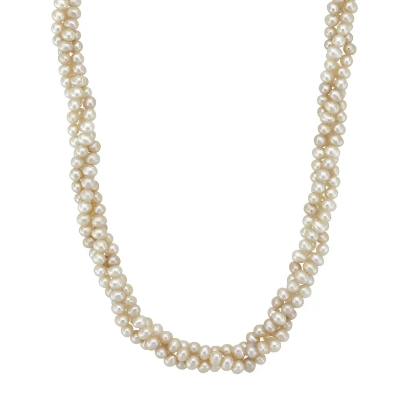 Collar con perlas de 3 mm de ancho aprox con broche en oro amarillo de 18 Kilates, 45 cm. de largo