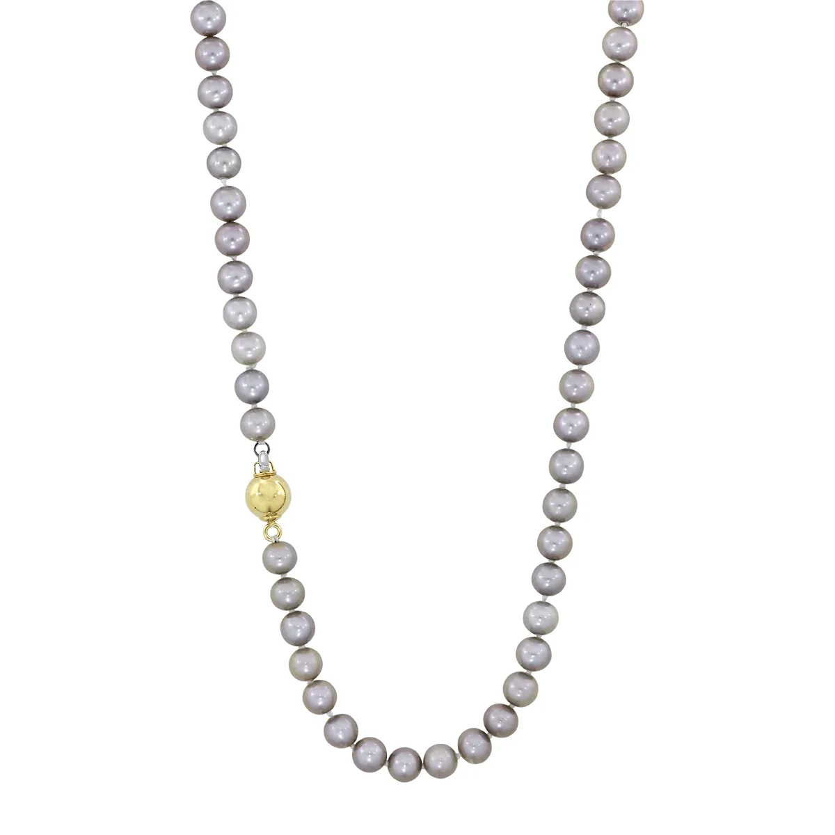 Collar con perlas centrales de 6 mm de ancho aprox con broche en oro amarillo de 18 Kilates, 50 cm. de largo