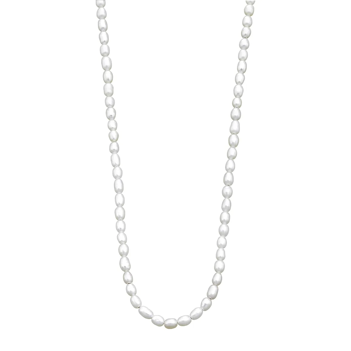 Collar con perlas de 3.50 mm de ancho aprox con broche en plata ley 925, 45 cm. de largo, de la coleccion Sueños
