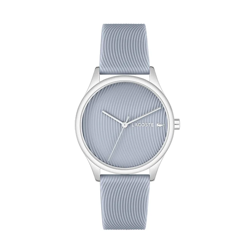 Reloj Lacoste analogo, para Dama, tablero redondo, estilo sin numeros, pulso silicona