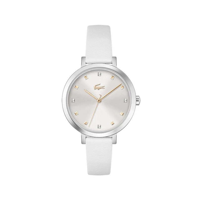 Reloj Lacoste analogo, para Dama, tablero redondo, estilo puntos, pulso cuero