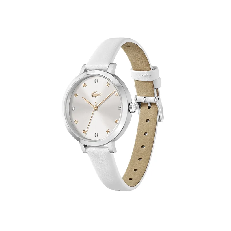 Reloj Lacoste analogo, para Dama, tablero redondo, estilo puntos, pulso cuero
