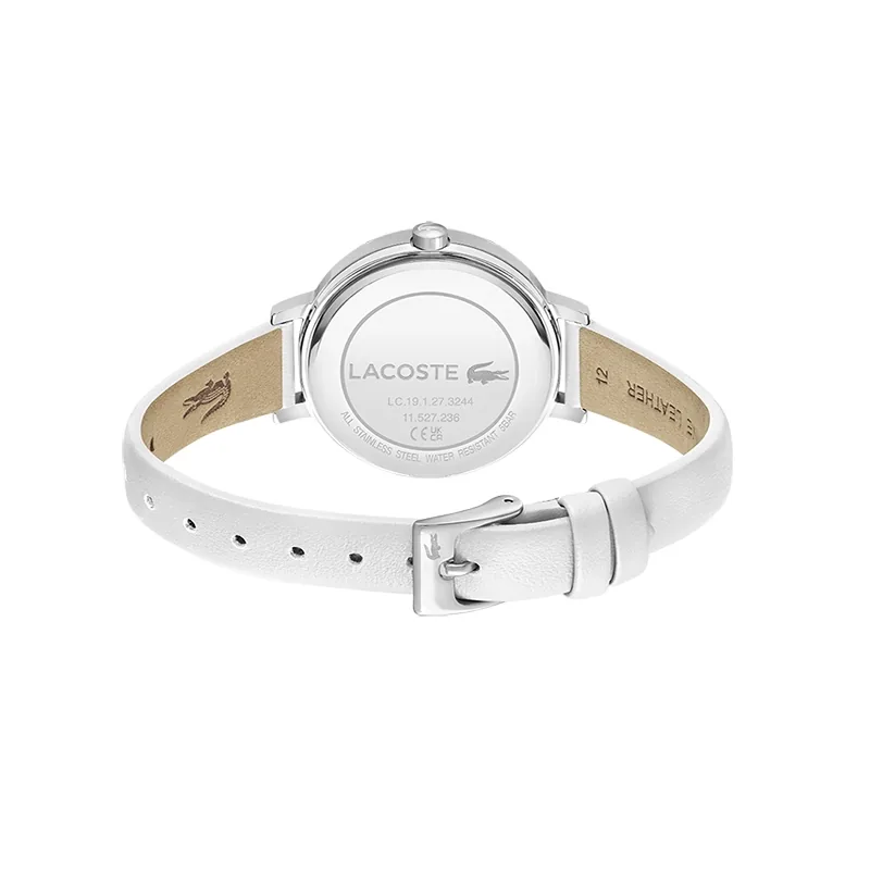 Reloj Lacoste analogo, para Dama, tablero redondo, estilo puntos, pulso cuero