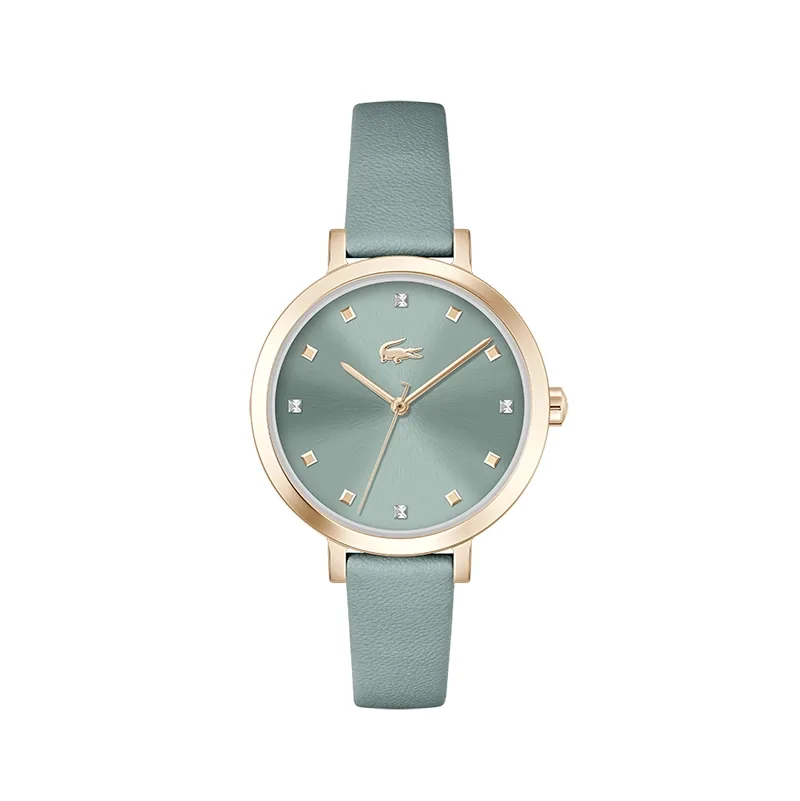 Reloj Lacoste analogo, para Dama, tablero redondo, estilo puntos, pulso cuero
