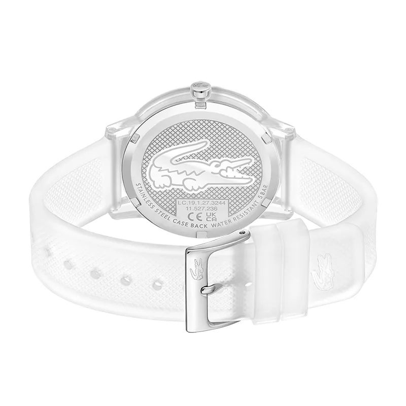 Reloj Lacoste analogo, para Hombre, tablero redondo, estilo index, pulso silicona