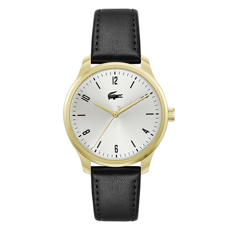 Reloj Lacoste analogo, para Hombre, tablero redondo, estilo index + arabigo, pulso cuero