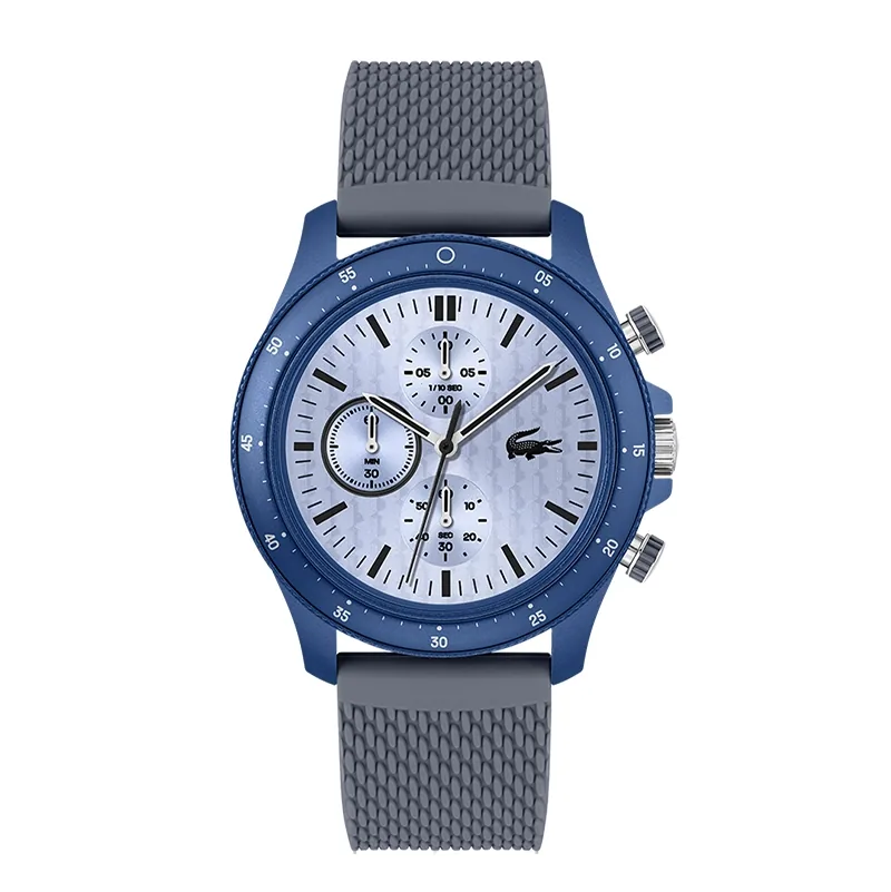 Reloj Lacoste analogo, para Hombre, tablero redondo, estilo index, pulso silicona, cronografo