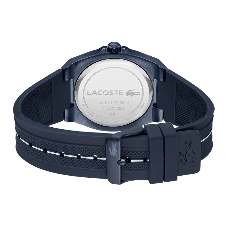 Reloj Lacoste analogo, para Hombre, tablero redondo, estilo index, pulso silicona