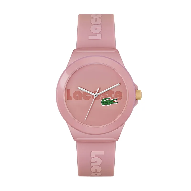 Reloj Lacoste analogo, para Dama, tablero redondo, estilo sin numeros, pulso silicona