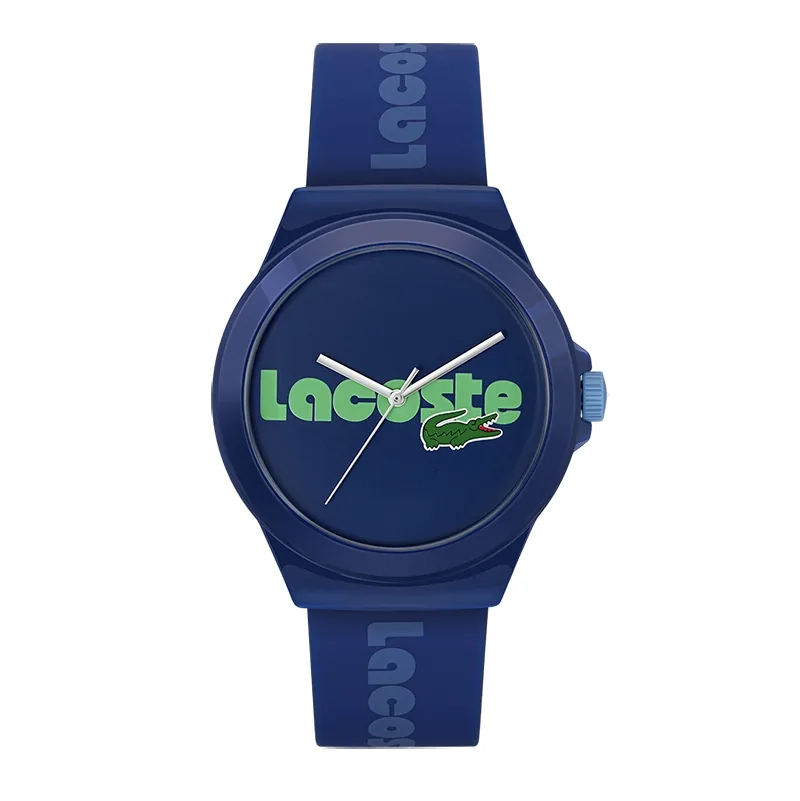 Reloj Lacoste analogo, para Hombre, tablero redondo, estilo sin numeros, pulso silicona
