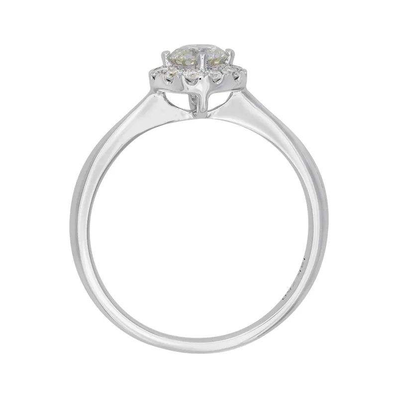 Anillo de compromiso con diamante central redondo GIA de 0.50ct y decoración en diamantes, oro tono blanco 18k, rodinado