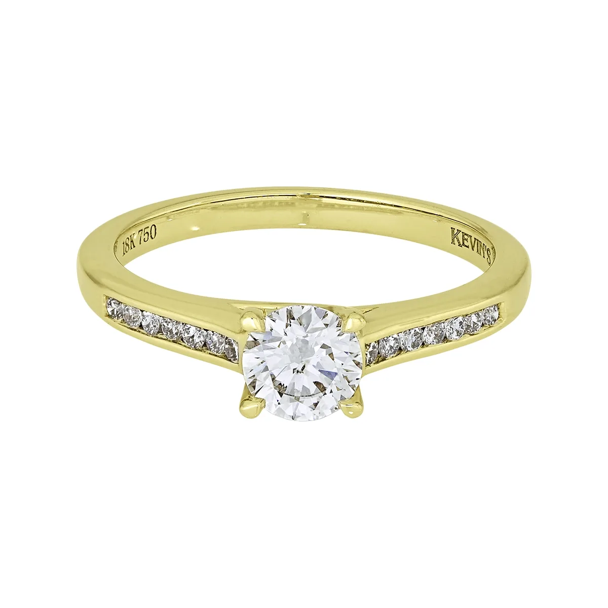 Anillo de compromiso con diamante central redondo GIA de 0.50ct y decoración en diamantes, oro tono amarillo 18k
