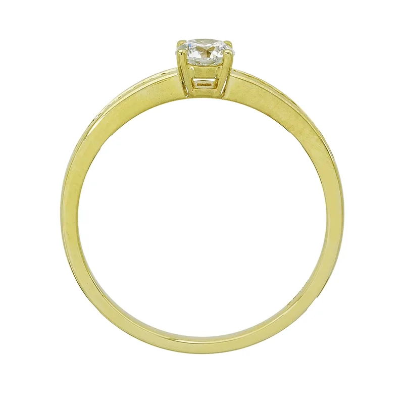 Anillo de compromiso con diamante central redondo GIA de 0.30ct y decoración en diamantes, oro tono amarillo 18k