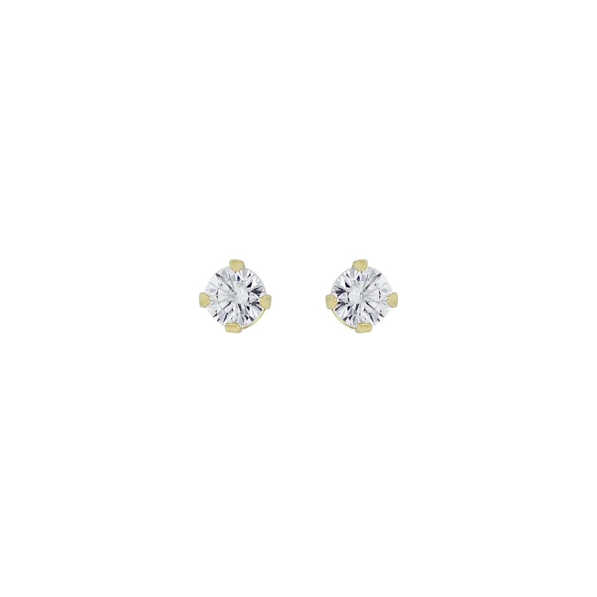 Topos studs en oro amarillo de 18 Kilates, con 2 zircones centrales