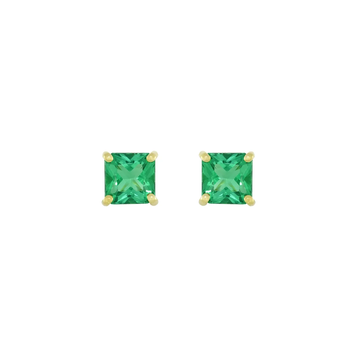 Topos studs en oro amarillo de 18 Kilates, con 2 esmeralda laboratorios centrales de 1.80 Ct