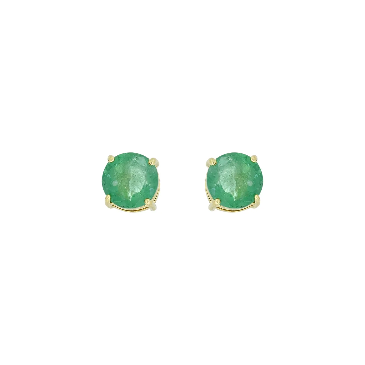 Topos studs en oro amarillo de 18 Kilates, con 2 esmeraldas centrales de 0.90 Ct