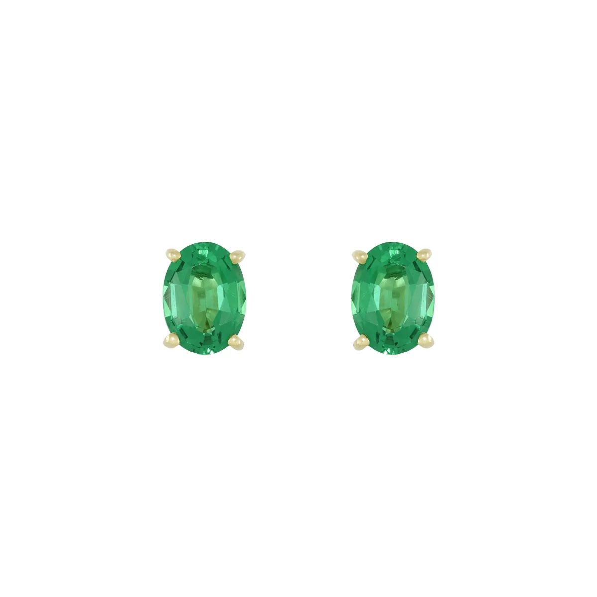 Topos studs en oro amarillo de 18 Kilates, con 2 esmeralda laboratorios centrales de 1.60 Ct