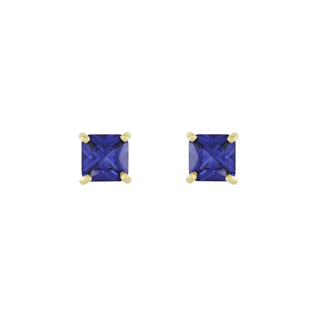 Topos studs en oro amarillo de 18 Kilates, con 2 zafiro laboratorios centrales de 2.40 Ct