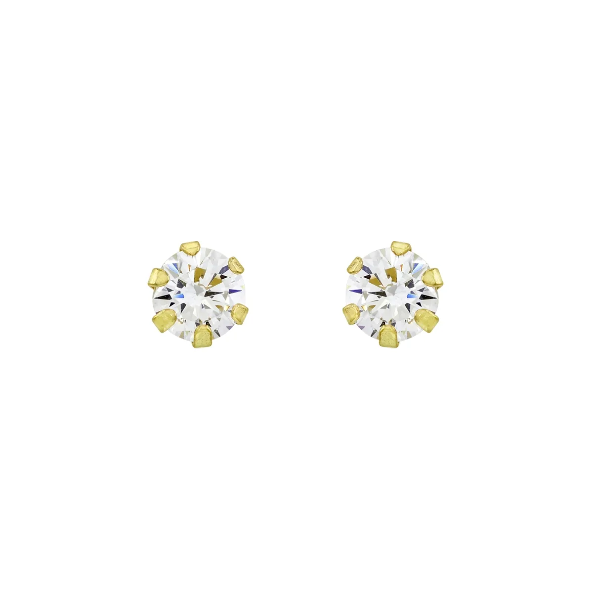 Topos studs en oro amarillo de 18 Kilates, con 2 zircones centrales